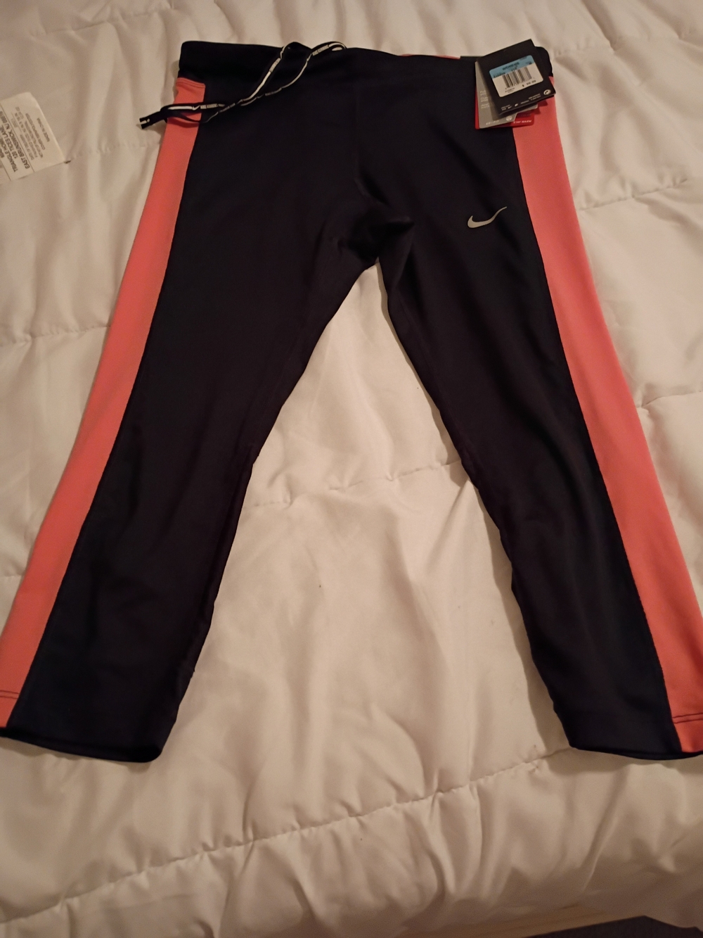 Nike Women's Black Leggings with Coral Side Panels